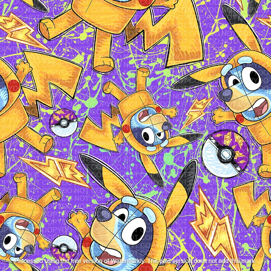 Pocket Doggo Purple Regular Scale Jersey Knit Angry Ballerina Fabrics