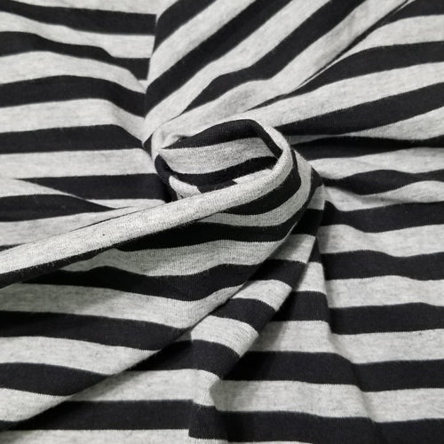 Black and Heather gray Stripes - Jersey Knit