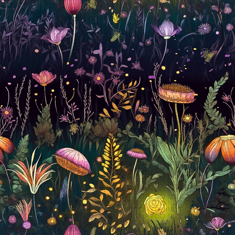Fireflies In A Meadow - Regular Scale Jersey Knit Prints