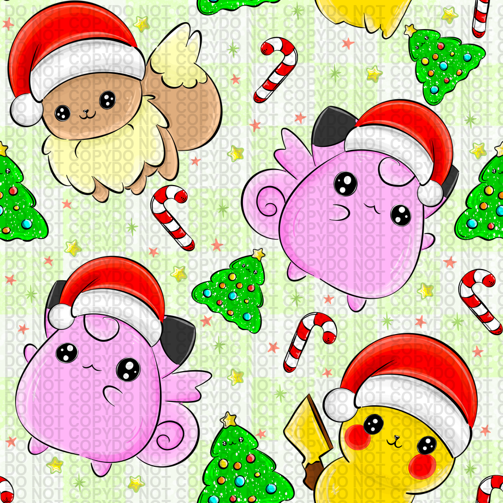 Pre-Order - Pocket Monsters With Christmas Hat Regular Scale Jersey Knit Pre-Order