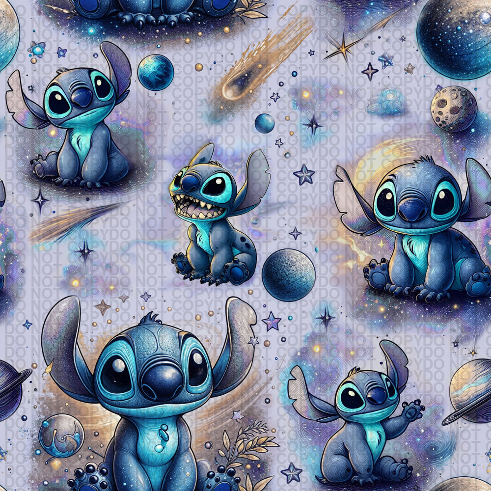 Little Alien In The Galaxy - Lavender Regular Scale Jersey Knit Prints