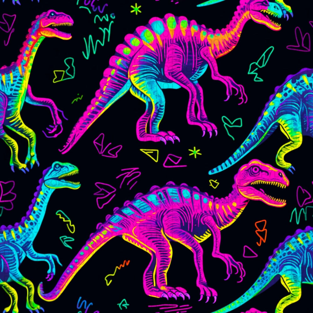 Neon Dino - Large Scale Jersey Knit Prints
