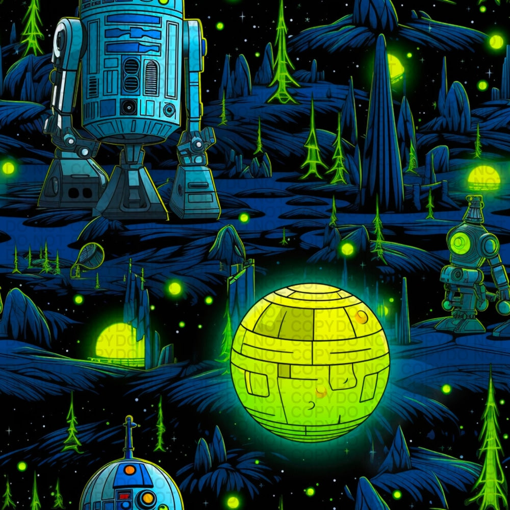 Space Wars - Neon Robot Xl Scale Jersey Knit Prints