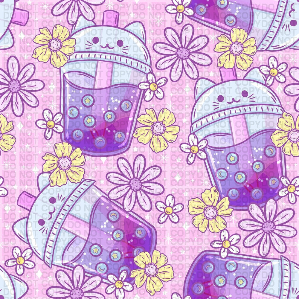 Cat Bubble Tea - Regular Scale Jersey Knit Prints