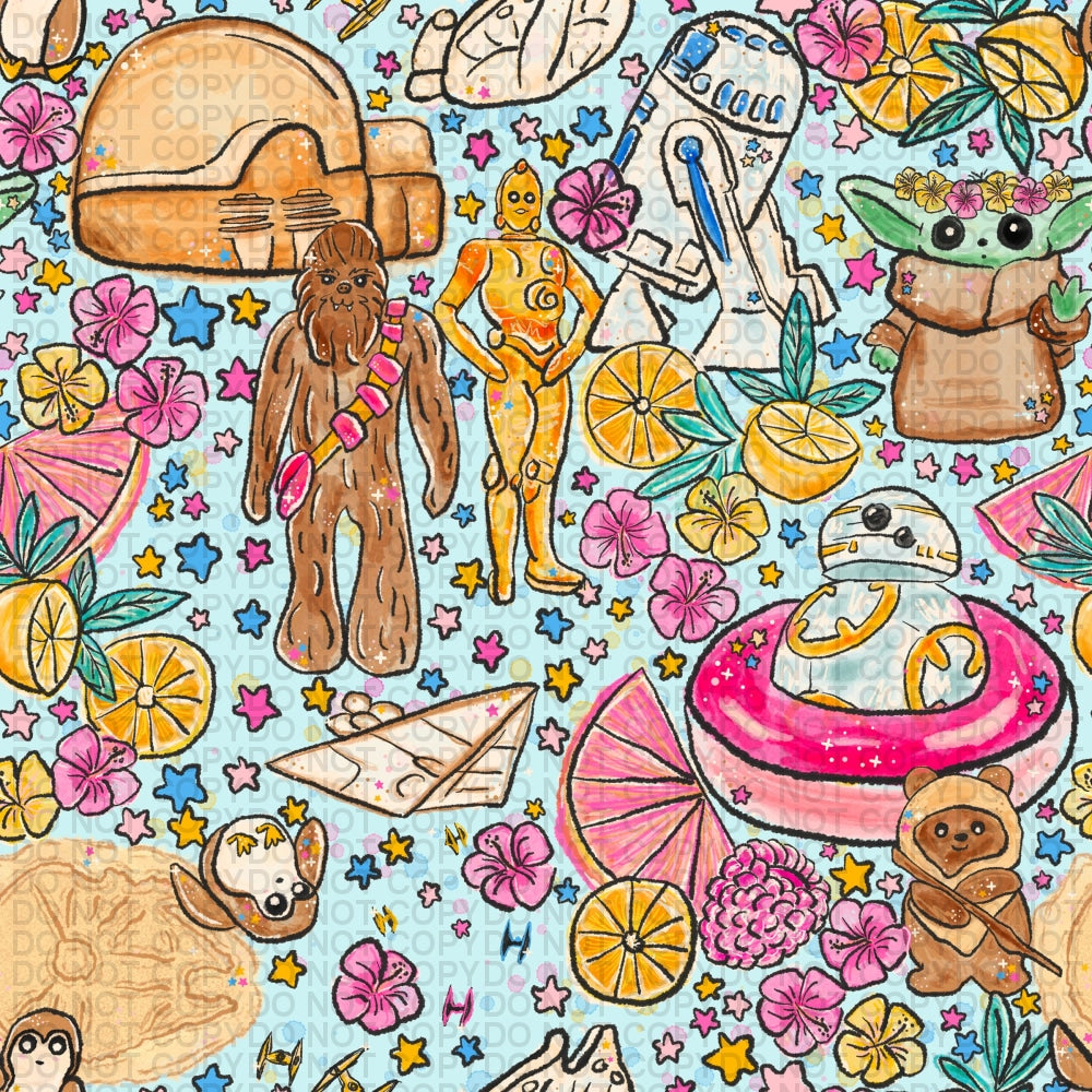 Space Wars - At The Beach Large Scale Jersey Knit Prints