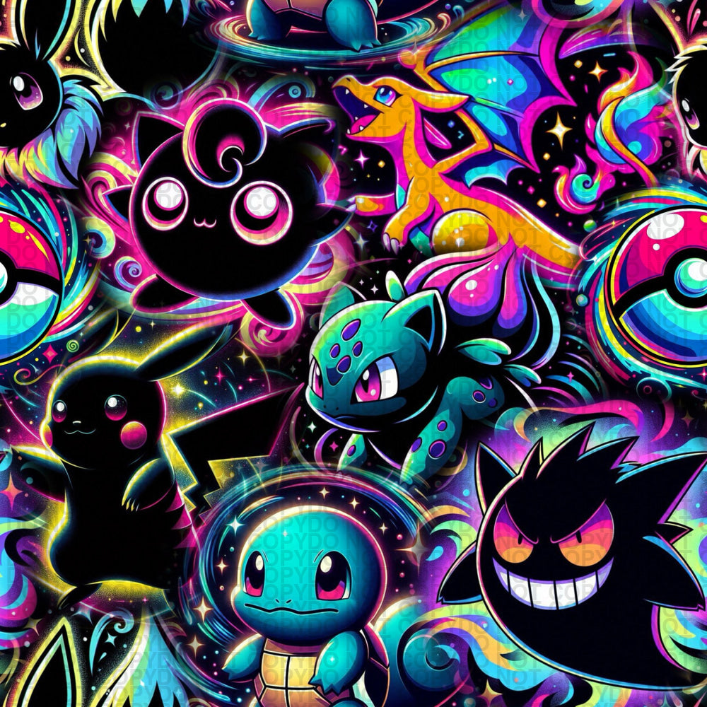 Neon Pocket Monsters - Regular Scale Jersey Knit Prints