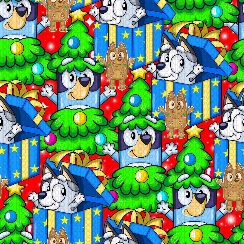 Pre-Order - Blue Christmas Puppies Regular Scale Jersey Knit Pre-Order