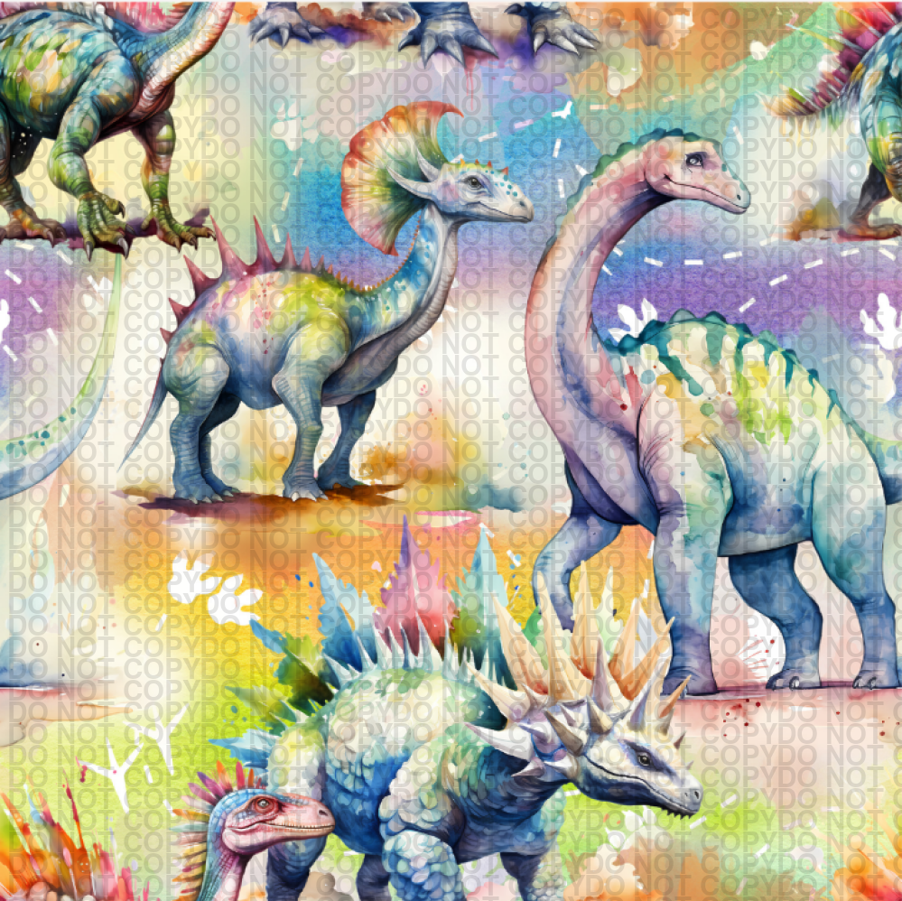 Dino Watercolor - Large Scale Jersey Knit Prints