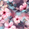 Hibiscus et Papillons - Mauve - Tricot de Coton