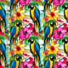 Tropics - Parrots and hibiscus - 220 gsm Jersey Knit