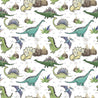 Pastel Dino - Dino & Volcano on White - Jersey Knit