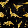 Origami Gold Dino on Black - Jersey Knit