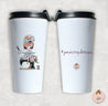 Insulated Travel Mug, 16 oz  White Stainless with Black Lid (French)