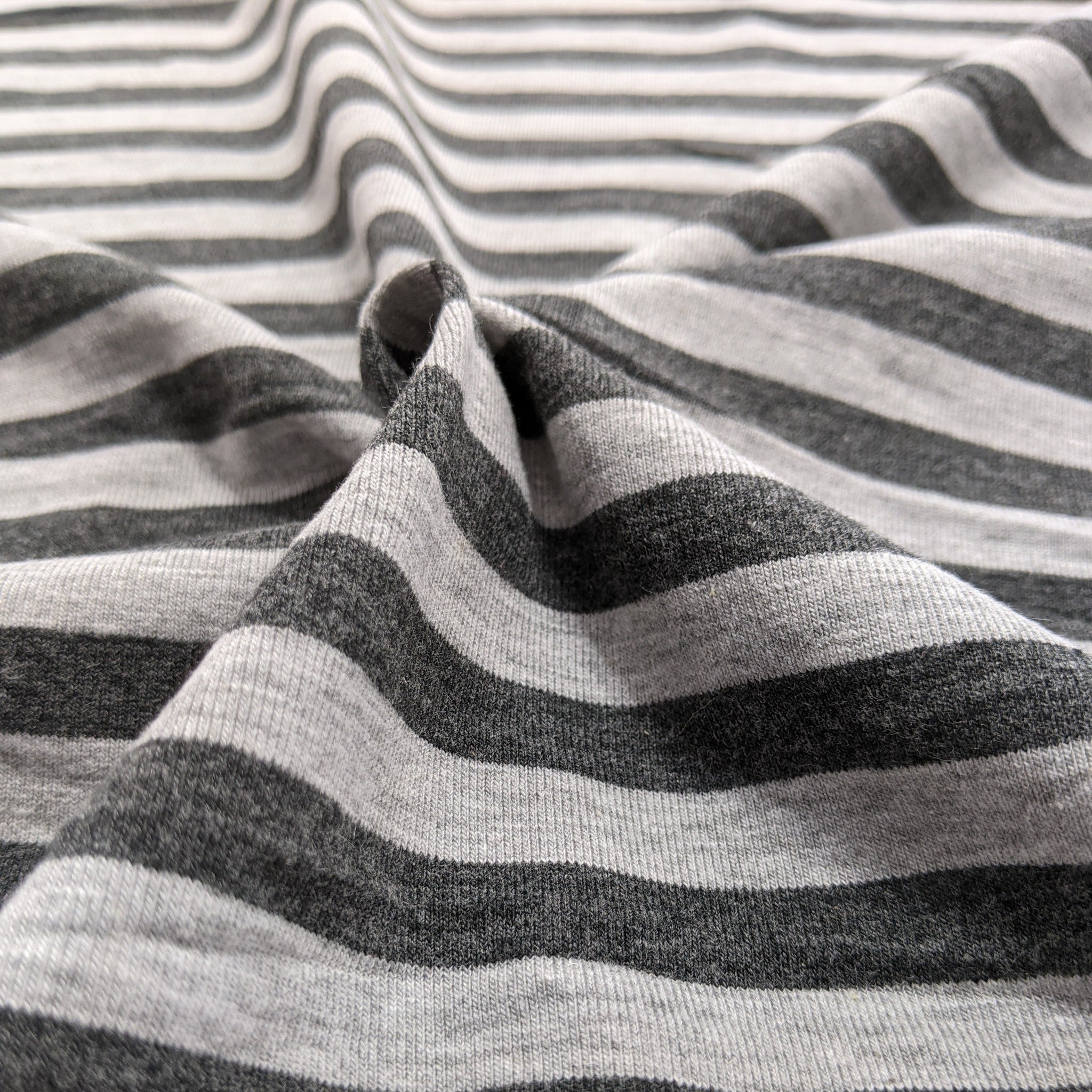 Heather Gray and Charcoal Stripes - Jersey Knit – Angry Ballerina Fabrics